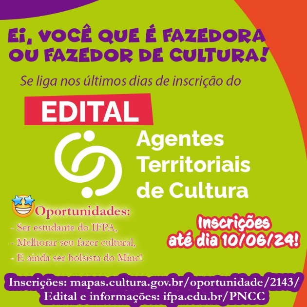 Inscrições para agentes territoriais de cultura encerrram-se dia 10 de junho