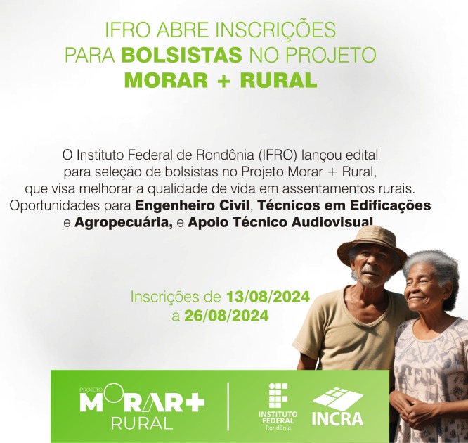 IFRO seleciona colaboradores para o Projeto Morar + Rural