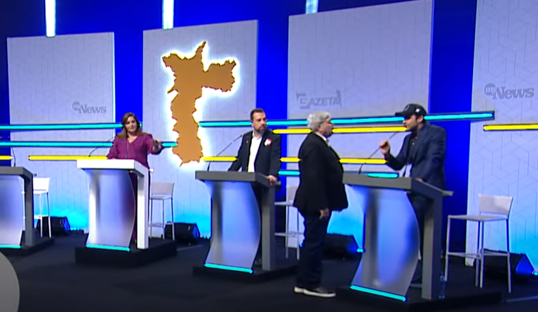 Datena deixa púlpito e vai em direção a Marçal durante debate da TV Gazeta; confusão continua nos bastidores