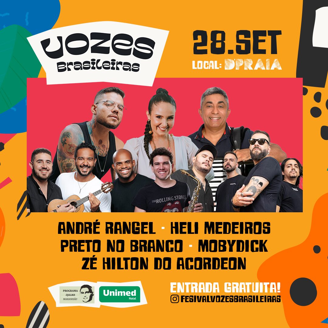 Festival Vozes Brasileiras traz artistas potiguares em tributo aos grandes nomes da música nacional no dia 28