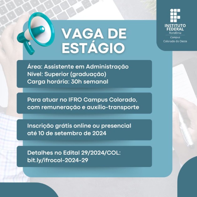 IFRO abre vaga de estágio para nível superior