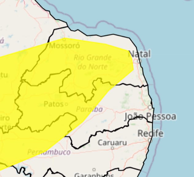 Inmet alerta para vendaval em mais de 130 cidades do RN; veja