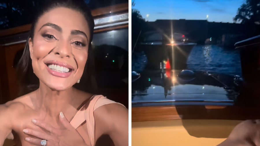 Perrengue chique: Juliana Paes fica presa em engarrafamento de barcos em Veneza