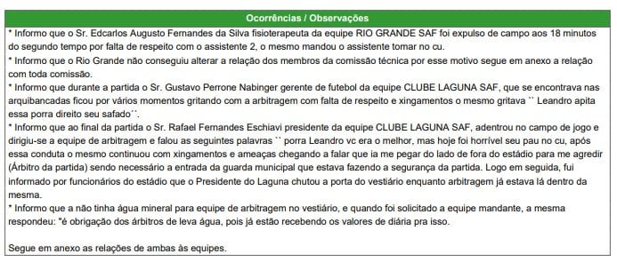 Dirigentes do Laguna são punidos por ofensas à arbitragem