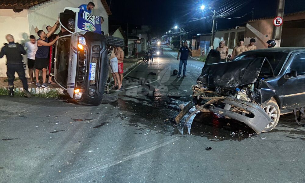 Policiais e civis escapam de grave acidente com viatura no bairro Vila Ivonete, sem feridos graves