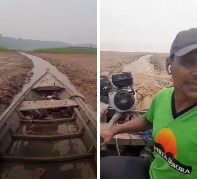 Rio Madeira bate nova mínima histórica e pescadores criam caminhos na ‘lama’ para navegar