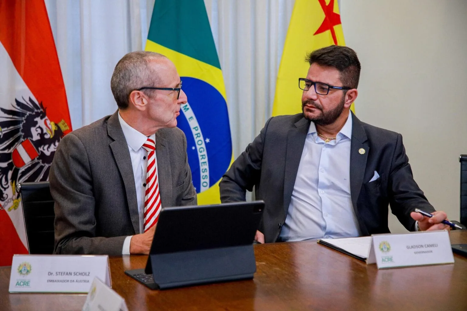 Gladson Cameli e embaixador da Áustria discutem parcerias inéditas para desenvolvimento de projetos sustentáveis no Acre