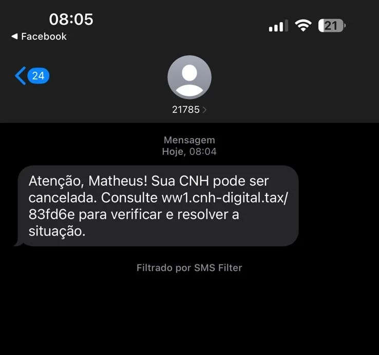 Saiba como evitar golpe com mensagens falsas de suspensão de CNH