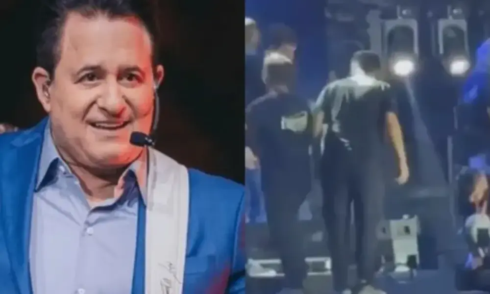 Marrone cai de palco durante show e bate a cabeça; Bruno diz que cantor está bem